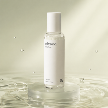 Mixsoon Bifida Toner 150ml πάνω σε φυσική πέτρα δίπλα σε νερό